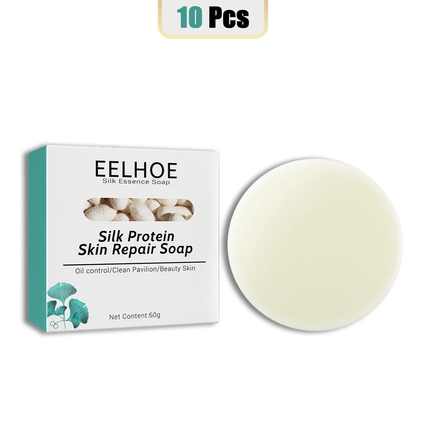 EELHOE 60g Silk Protein Mask Soap Nourishing Facial Skin Remove Mites Exfoliation Dense Foam Cleansing Natural Extract Milk Soap