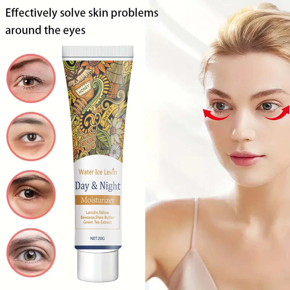 Natural Eye Cream with Shea Butter & Green Tea - Deep Nourishment, Soothing Moisture, Fast Absorption, Winter Care, All Skin Typ