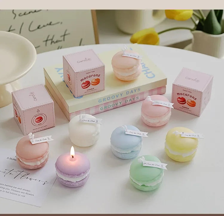 1Pc Lovely Mini Macaron Scented Candle Girls Bedroom Living Room Air Fragrancing Scented Home Decoration Wedding Souvenir Gift