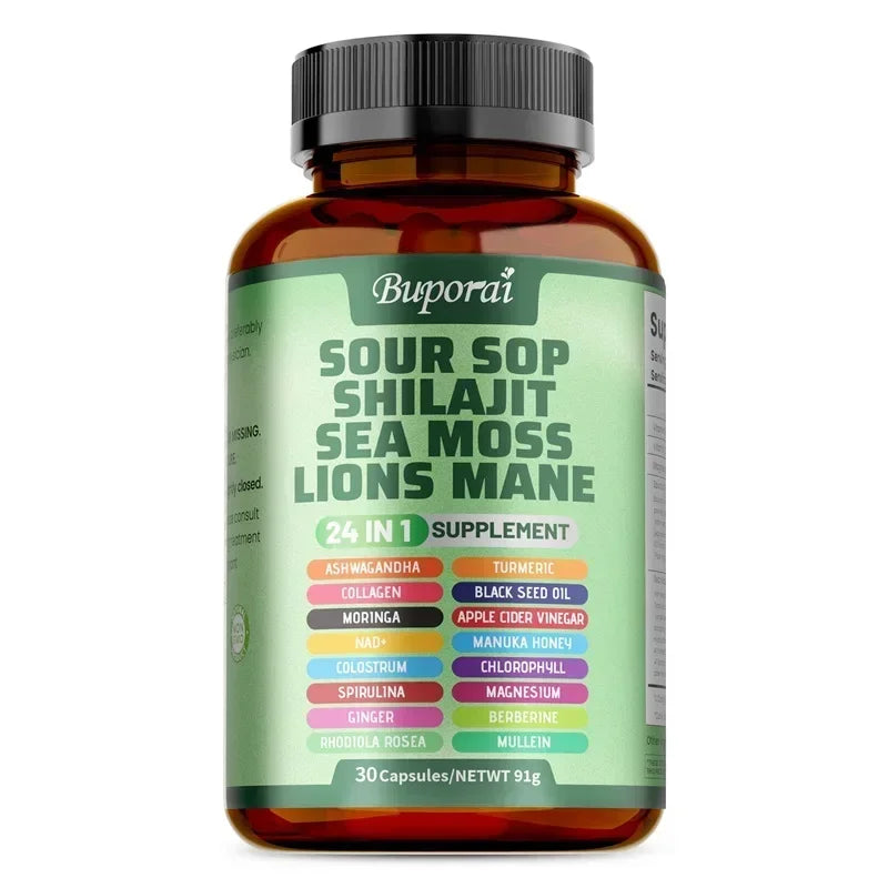 24-In-1 Soursop Supplement - Rich in Antioxidants, Promotes Skin, Joint and Bone Health, and Boosts Immune Function, Vegetarian