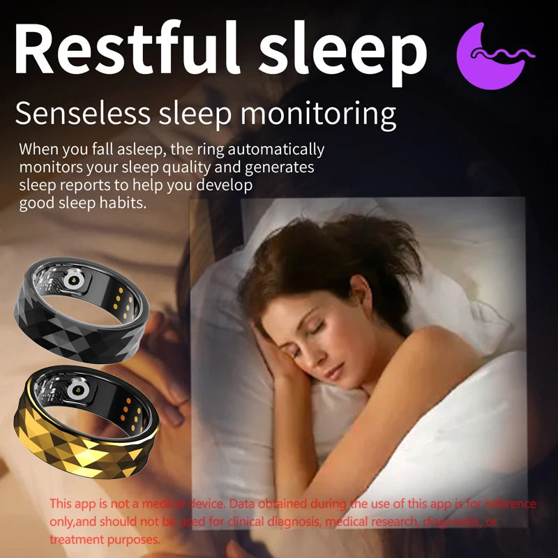 Smart Ring R12M Health Sleep Heart Rate Monitoring IP68 5ATM Waterproof Step Distance Calorie Counting Multi Sport Modes For Man