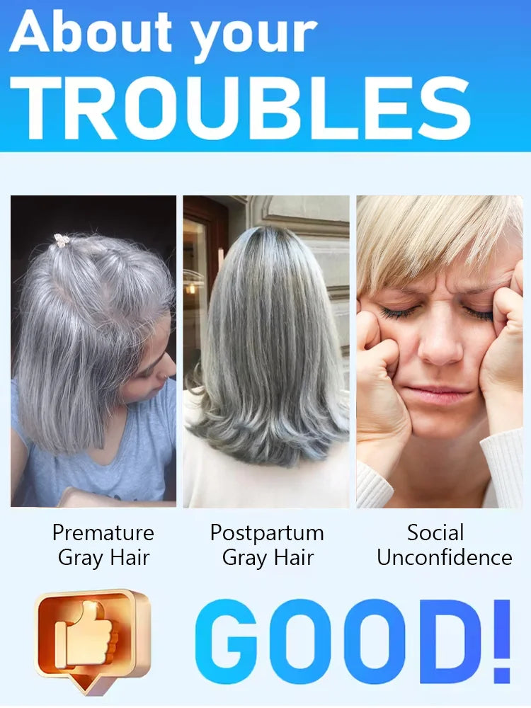 White to Black Hair Serum Gʀᴀʏ Hᴀɪʀ Tʀᴇᴀᴛᴍᴇɴᴛ Nᴀᴛᴜʀᴀʟ Cᴏʟᴏʀ Rᴇᴘᴀɪʀ Nᴏᴜʀɪsʜɪɴɢ Aɴᴛɪ-Hᴀɪʀ Lᴏss Cᴀʀᴇ Mᴇɴ Wᴏᴍᴇɴ