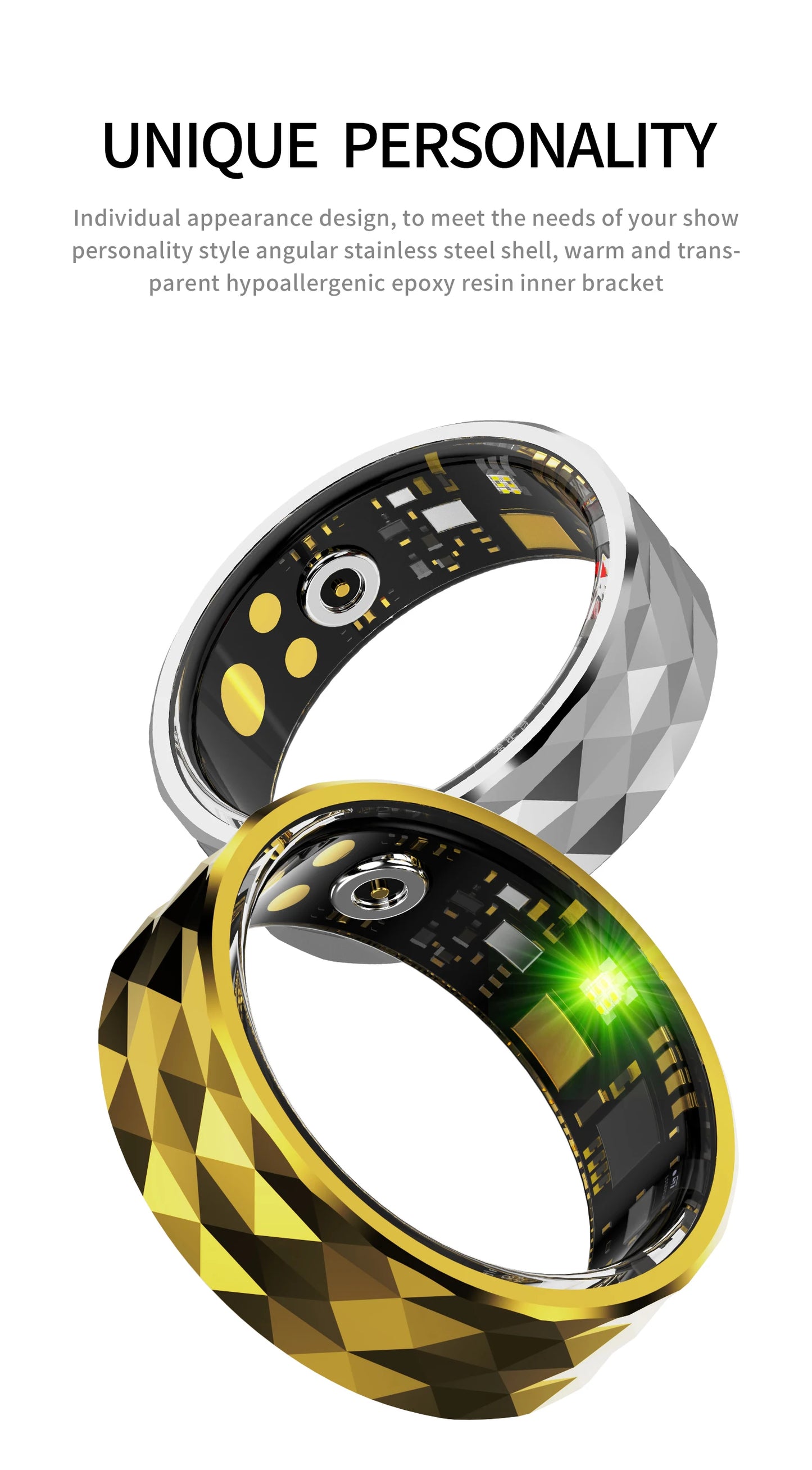 Smart Ring R12M Health Sleep Heart Rate Monitoring IP68 5ATM Waterproof Step Distance Calorie Counting Multi Sport Modes For Man