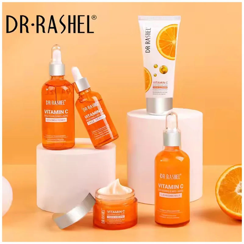 VC Facial Skin Care Set Cleanser Essence Moisturizing Cream Tender Skin Lotion Brightening Skin Tone