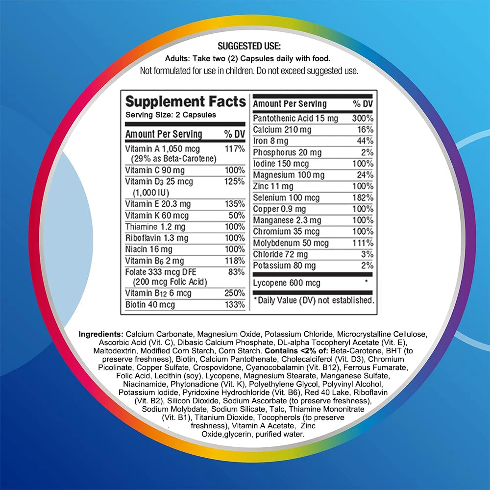 Multivitamin Capsules - Support Energy, Immunity, Metabolism, Muscle Function, Dietary Supplement for Men