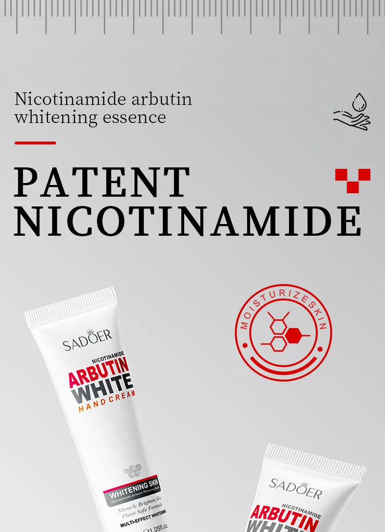 1/2pcs SADOER Niacinamide Arbutin Hand Cream Moisturizing Non Greasy Nourishing Anti Dry Crack Hydrating Hands Skin Care