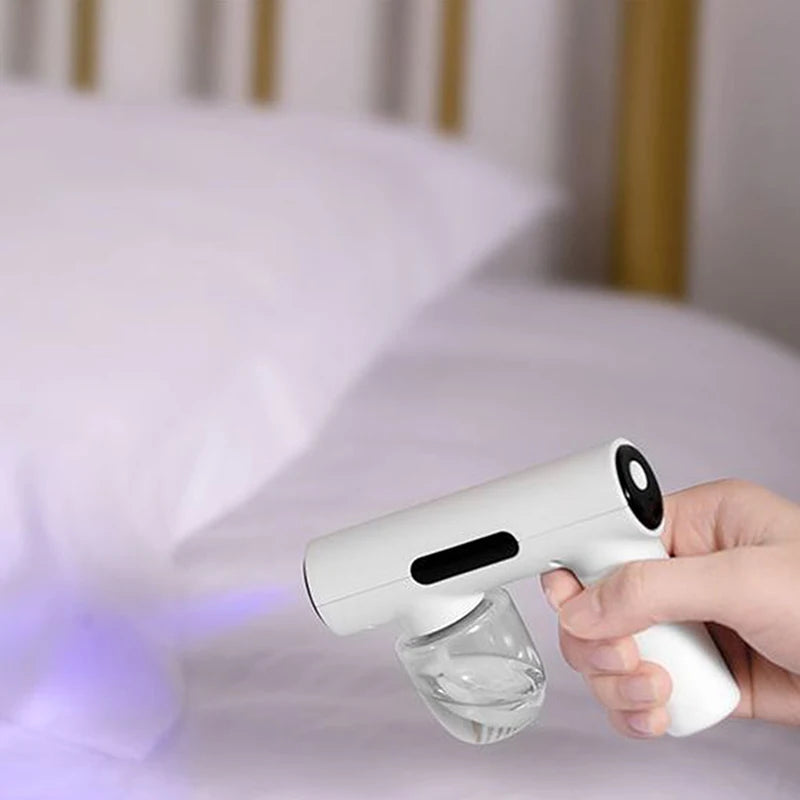 Portable Handheld Electric Humidification Spray Gun Household Travel Supplies Atomised Blue Light Rechargeable Disinfection Gun