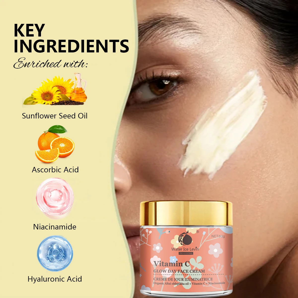 Face Cream Natural Moisturizing Care Cream Organic Sunflower Seed Oil Moisturizing High Content Vitamin Antioxidant Cream Light Texture Absorbs Sensitive Skin