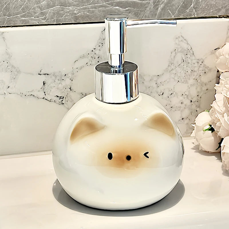 Ceramic Siamese Cat Hand Sanitizer Press Bottle Toilet Shampoo Shower Gel Packaging Bottle Dispenser for Liquid Soap