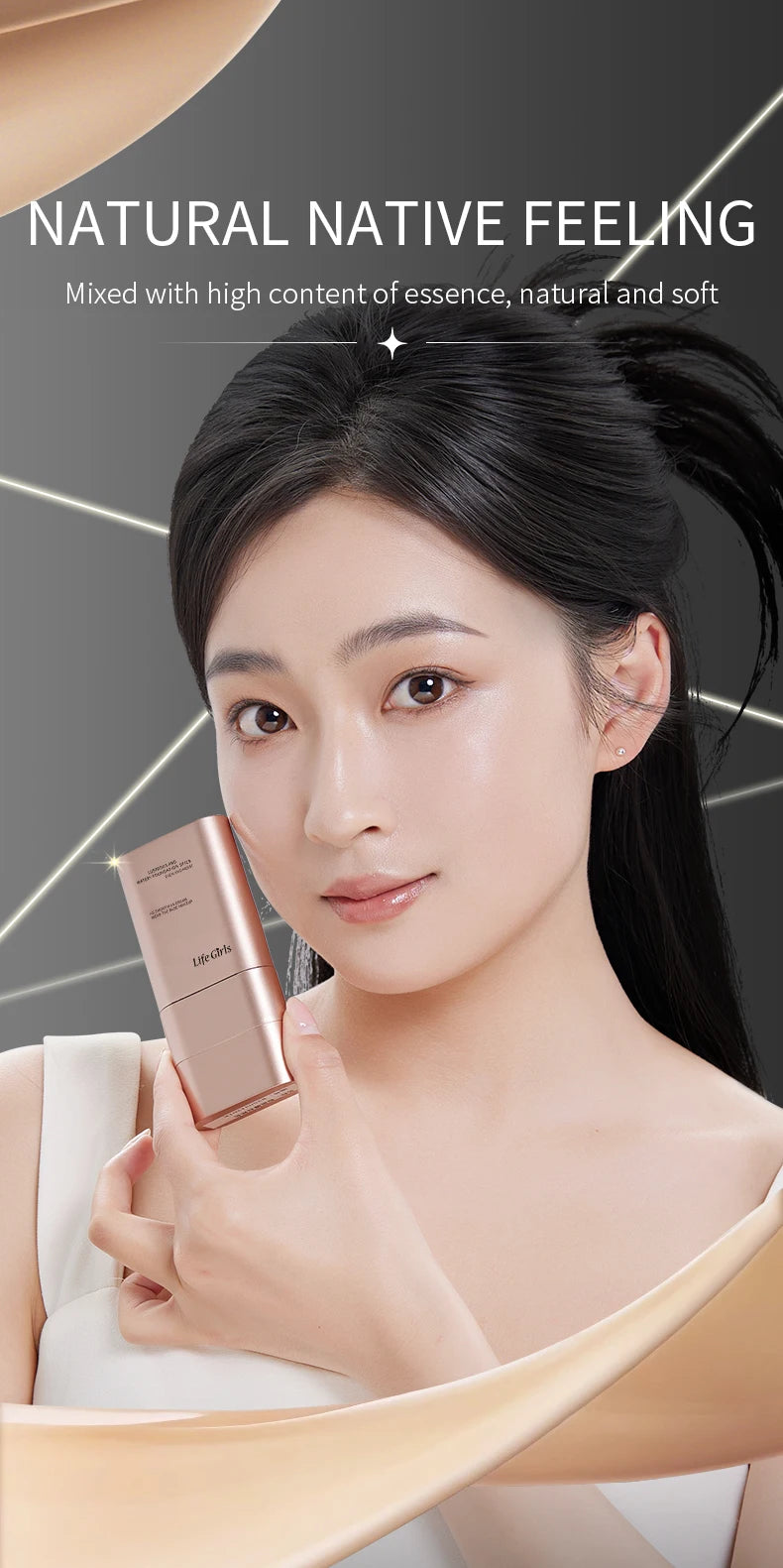 Natural, translucent, and moisturizing dual-ended foundation stick that brightens skin tone and provides moisturizing coverage.