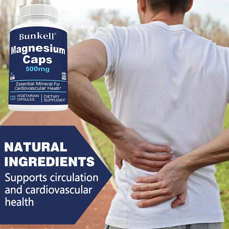 Magnesium Complex Capsules 500 Mg, Helps Strengthen Muscles, Bones, Nerves and Energy, Promotes Healthy Sleep