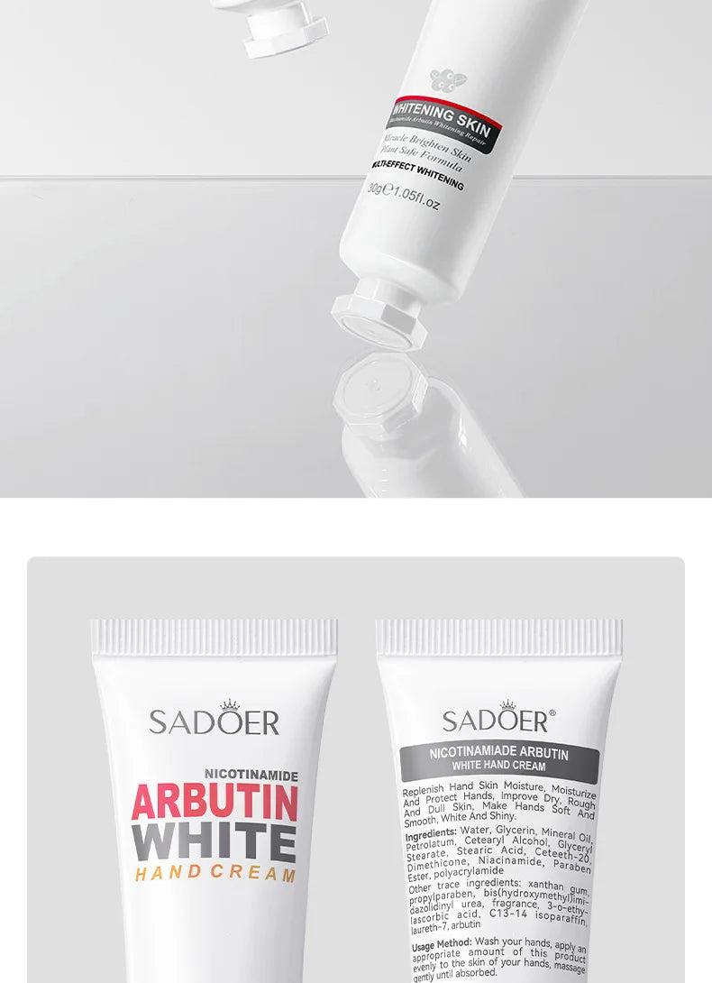 1/2pcs SADOER Niacinamide Arbutin Hand Cream Moisturizing Non Greasy Nourishing Anti Dry Crack Hydrating Hands Skin Care