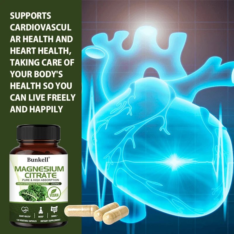 Magnesium Citrate - Supplement for Relaxation, Bone, Bowel, Sleep, Heart Health, Muscle & Metabolism