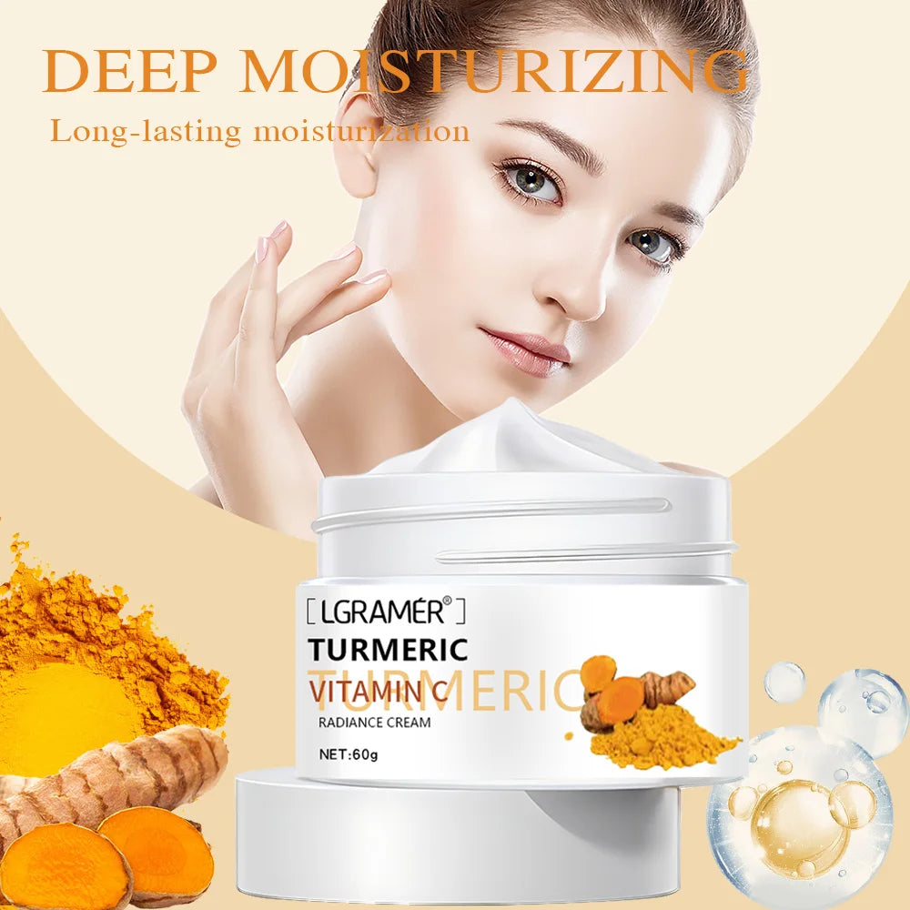 Turmeric Face Cream for Face Body Natural Turmeric Skin Brightening Lotion Vitamin E Cream with Hyaluronic Acid and Collagen