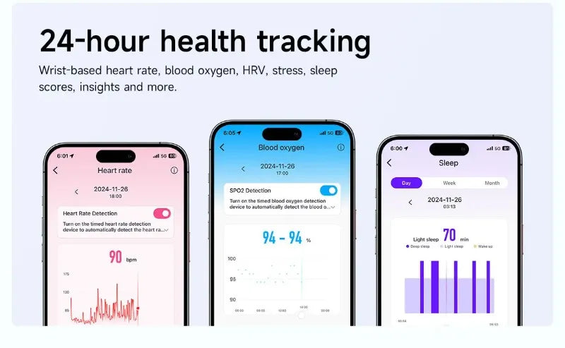 Smart Bracelet Heart Rate Blood Oxygen Health Monitoring Wristwatch Outdoor Sports Fitness Tracker SmartWatch For Men Women