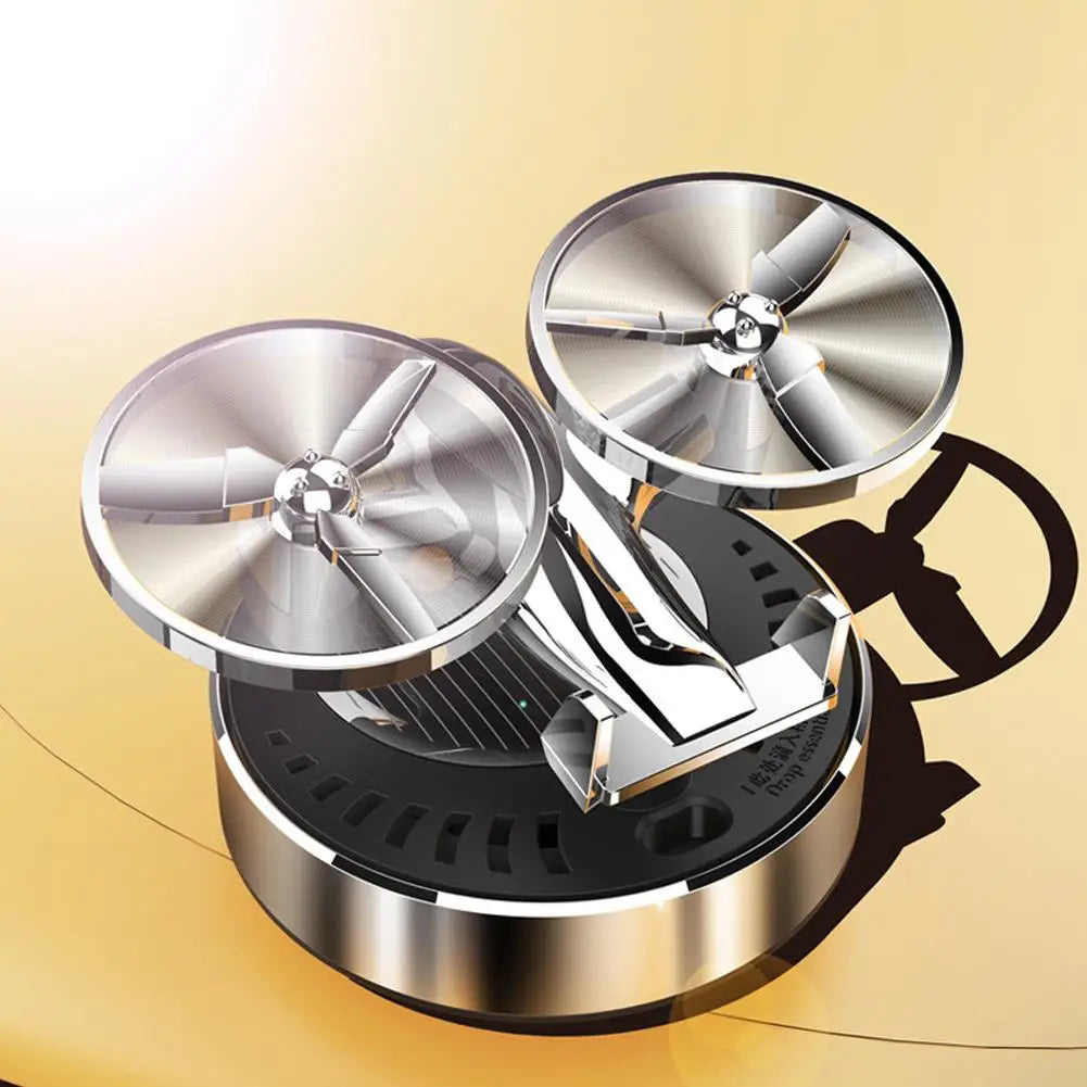 Solar Powered Rotation Helicopter Solar Aromatherapy Car Air Freshener Alloy Fragrance Auto Aroma Diffuser 