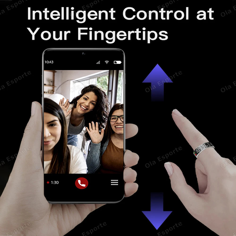 LED Display Screen Smart Ring Waterproof Health Monitoring Heart Rate&Blood Oxygen&Sleep Monitoring Remote Care Men Women Gifts