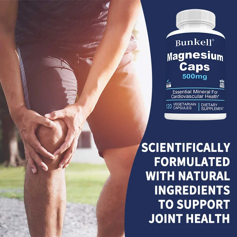Magnesium Complex Capsules 500 Mg, Helps Strengthen Muscles, Bones, Nerves and Energy, Promotes Healthy Sleep