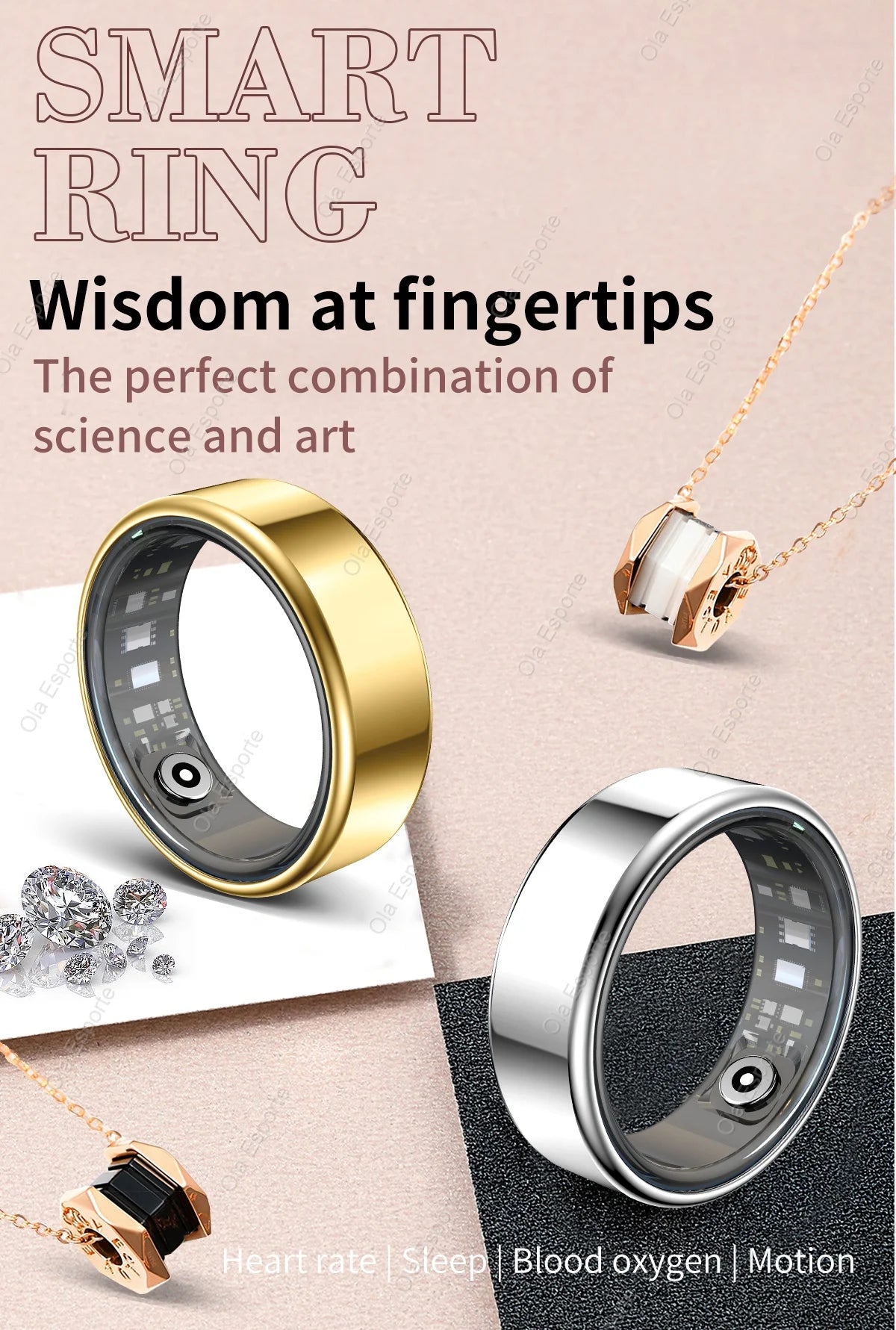 Smart Ring Blood Pressure Sleep Health Monitoring Multi-sport Mode smartring IP68 Waterproof Remote Care Men Women