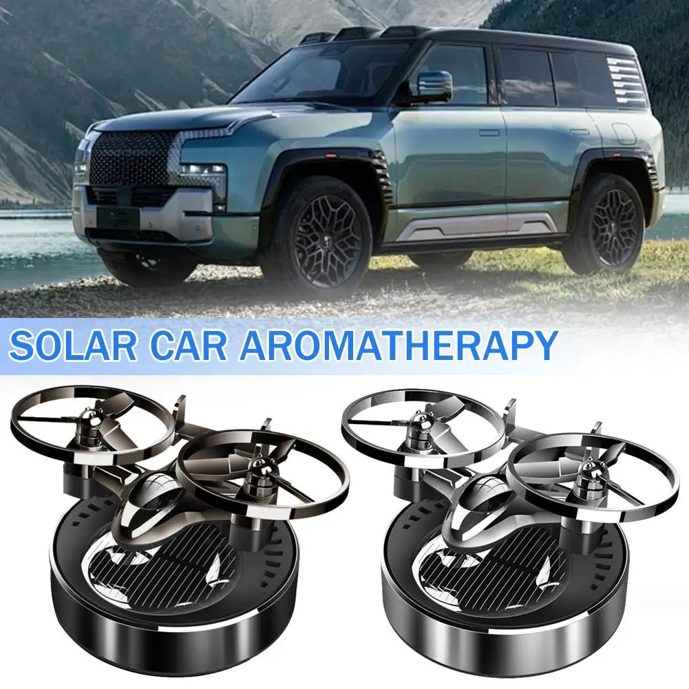 Solar Powered Rotation Helicopter Solar Aromatherapy Car Air Freshener Alloy Fragrance Auto Aroma Diffuser 