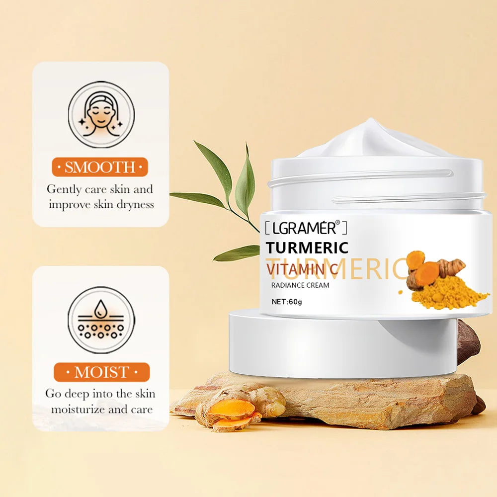 Turmeric Face Cream for Face Body Natural Turmeric Skin Brightening Lotion Vitamin E Cream with Hyaluronic Acid and Collagen