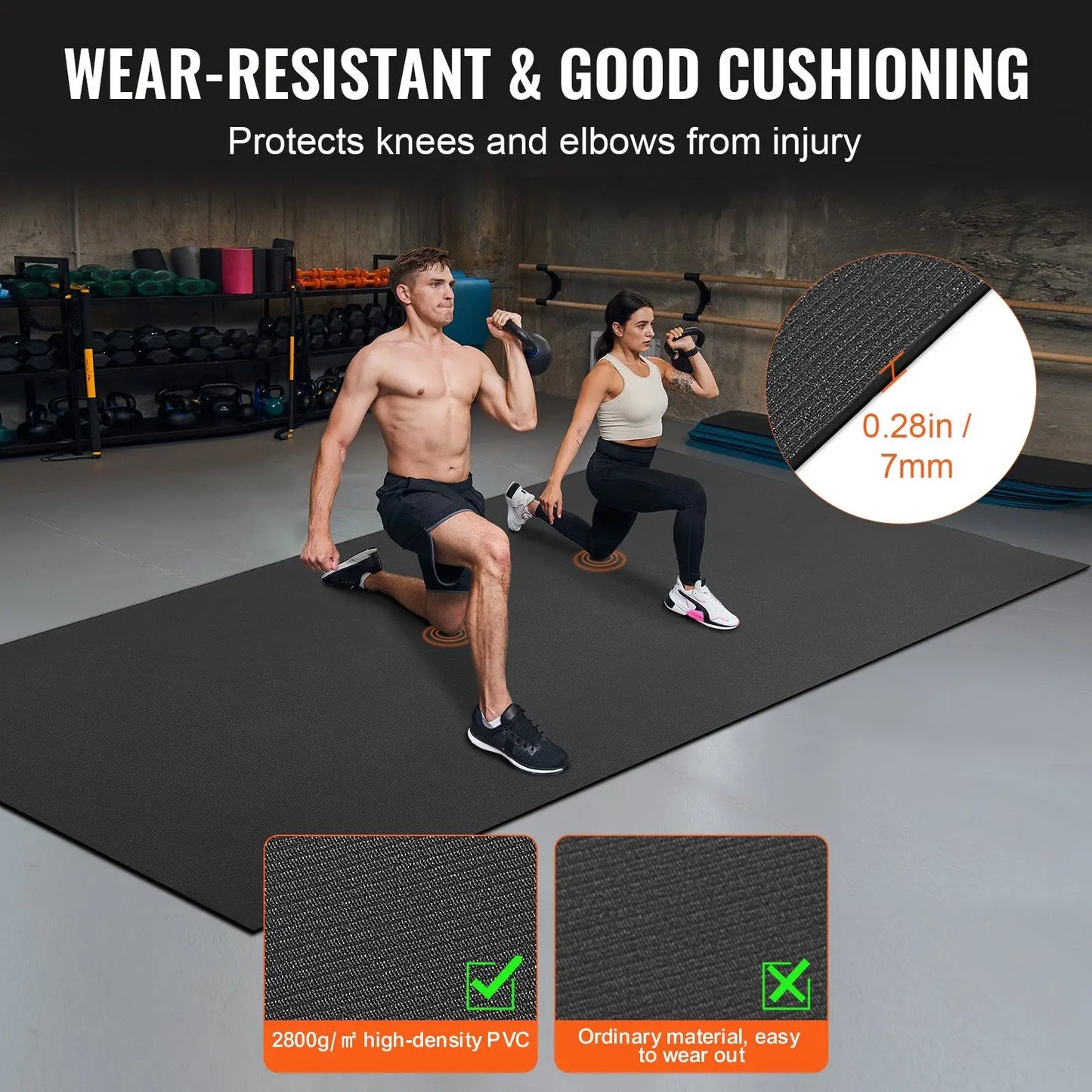 Exercise Mat, Non Slip High Density Premium Yoga Mat, Exercise Yoga Mat for Men Women, Fitness & Exercise Mat with Bag & Carry S