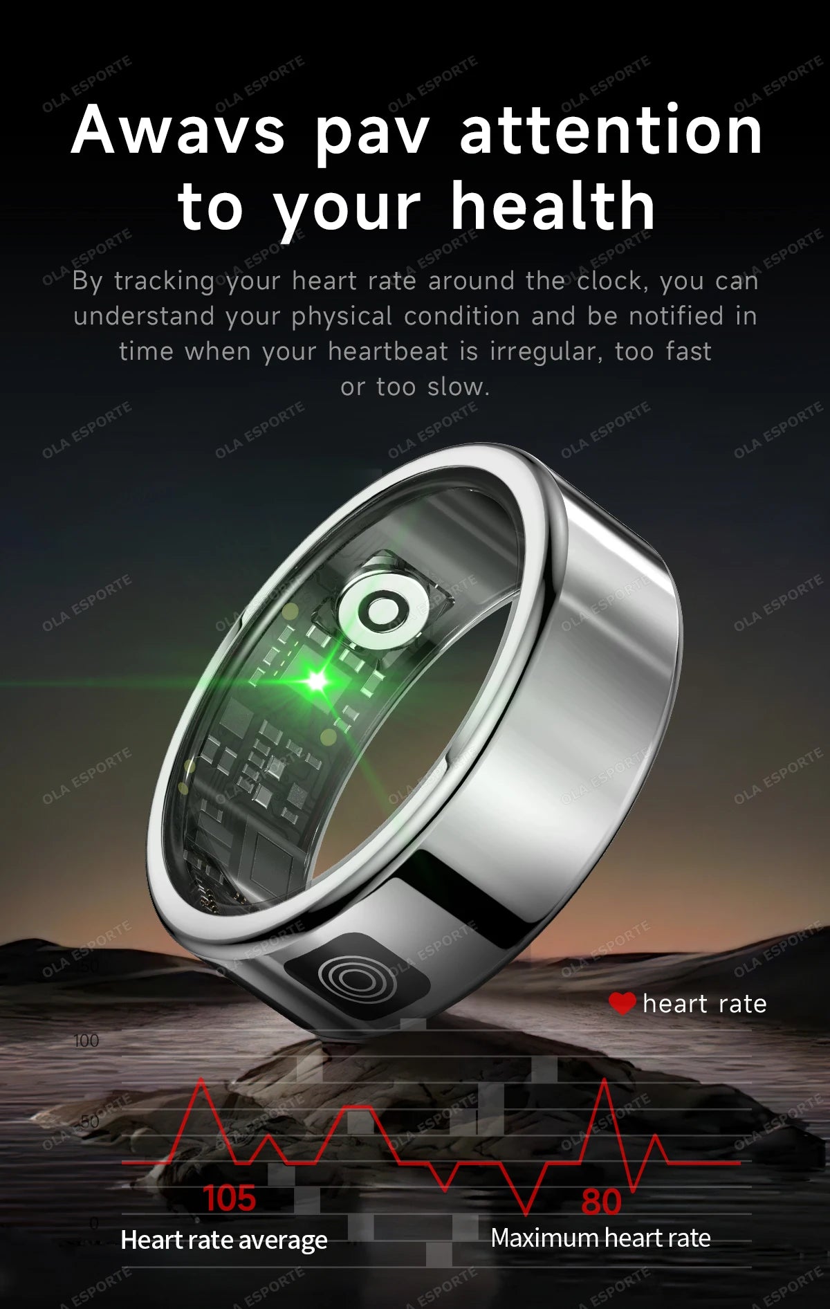 LED Display Screen Smart Ring Waterproof Health Monitoring Heart Rate&Blood Oxygen&Sleep Monitoring Remote Care Men Women Gifts
