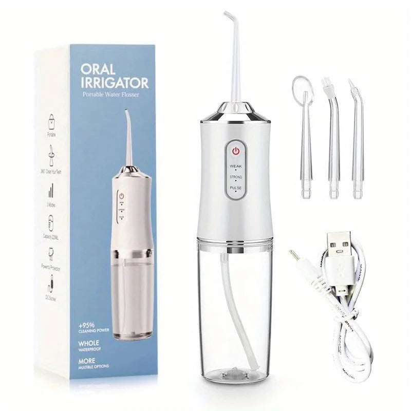 Professional Cordless Oral Irrigator - Portable, Retractable, and Water Flosser for Teeth Cleaning, Dental Care