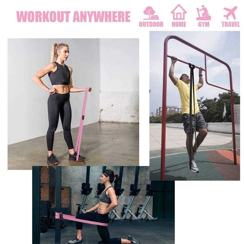 MKAS Long Resistance Loop Band Set Unisex Fitness Yoga Elastic Bands Hip Circle Thigh Squat Band Workout Gym Equipment for Home