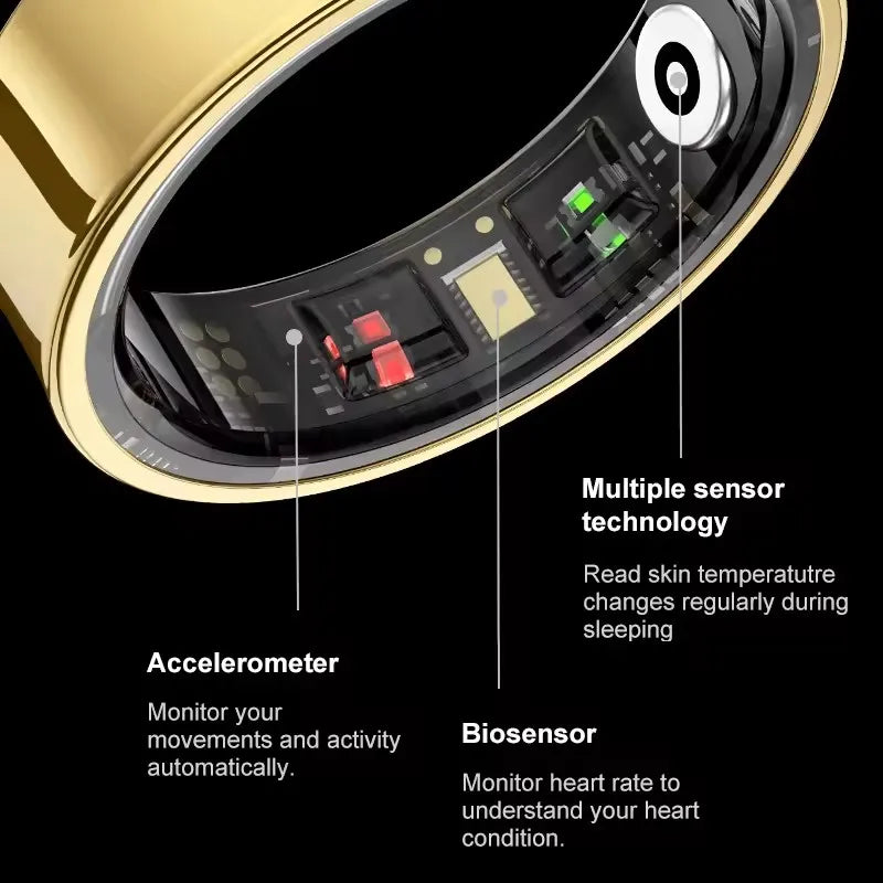 Smart Ring Blood Pressure Sleep Health Monitoring Multi-sport Mode smartring IP68 Waterproof Remote Care Men Women