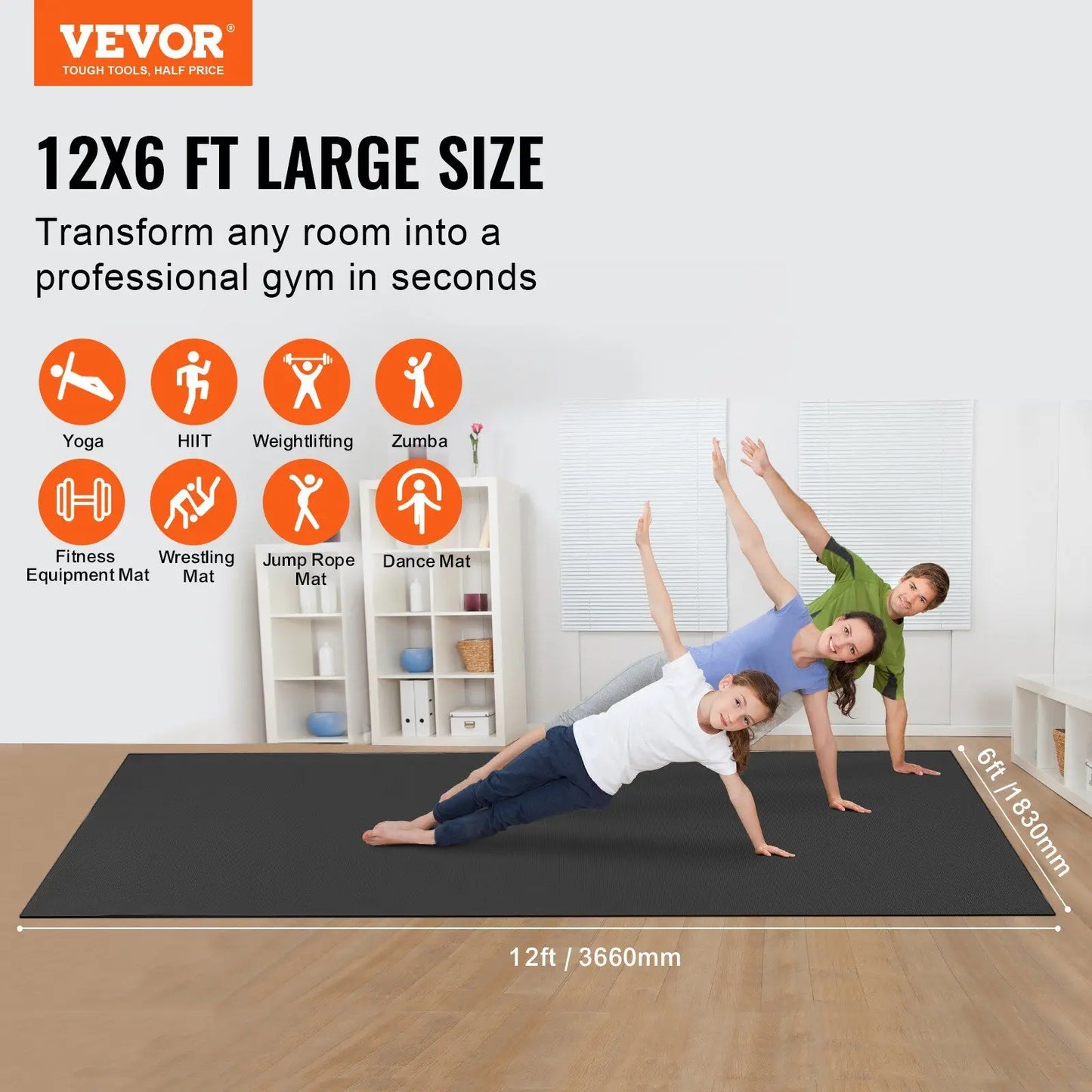 Exercise Mat, Non Slip High Density Premium Yoga Mat, Exercise Yoga Mat for Men Women, Fitness & Exercise Mat with Bag & Carry S
