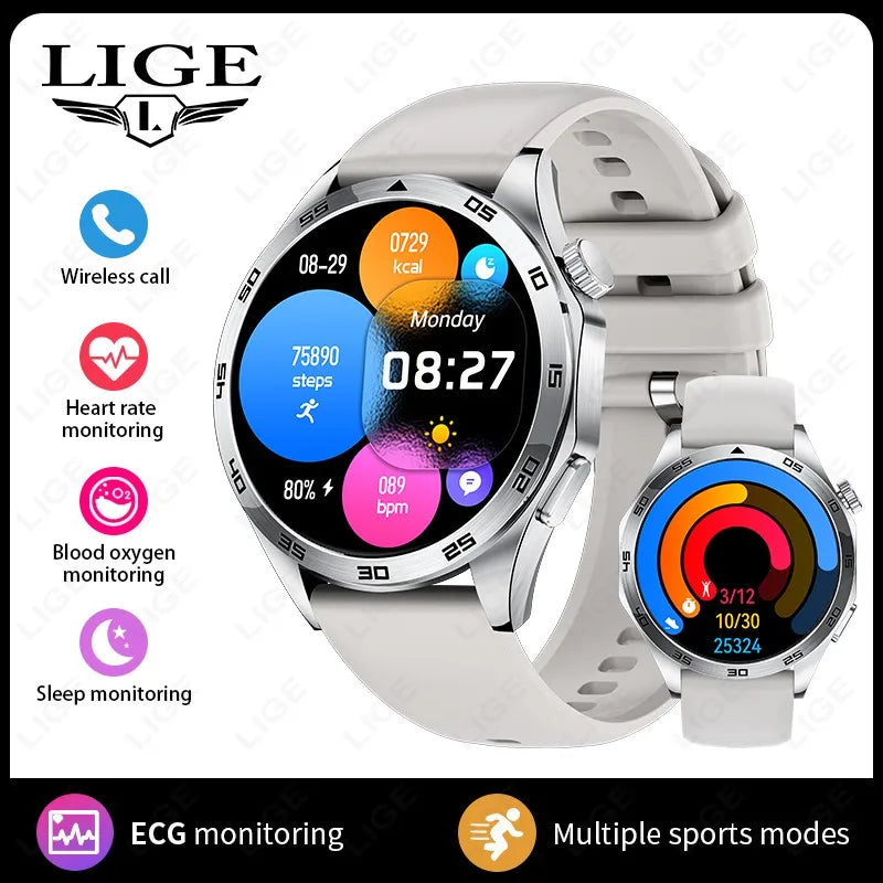 LIGE ECG AI Healthy Diagnose Smart Watch Men Blood Oxygen Blood Pressure Sleep Monitoring Bluetooth Call Health Smartwatch Women