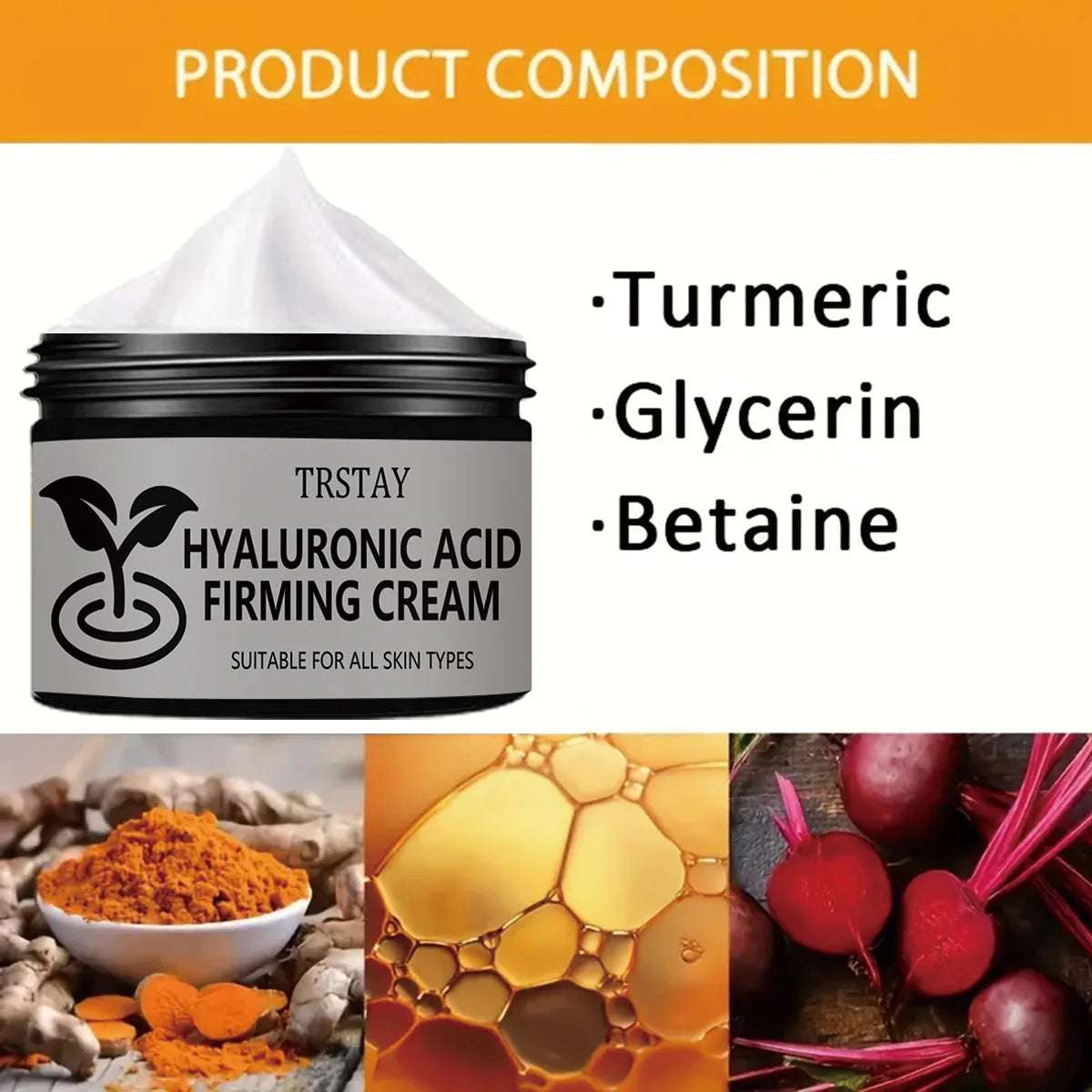 Enzymatic firming skin care face cream contains curcumin and betaine