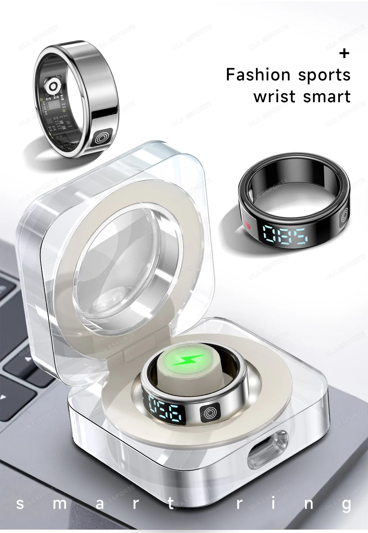 LED Display Screen Smart Ring Waterproof Health Monitoring Heart Rate&Blood Oxygen&Sleep Monitoring Remote Care Men Women Gifts