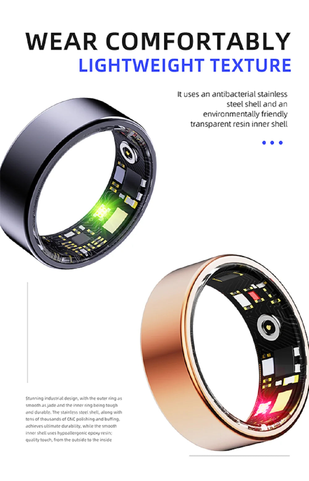 New Health Smart Ring Couple Sports Fitness 24H Heart Rate Sleep Monitoring IP68 Waterproof Men Women Care For Family