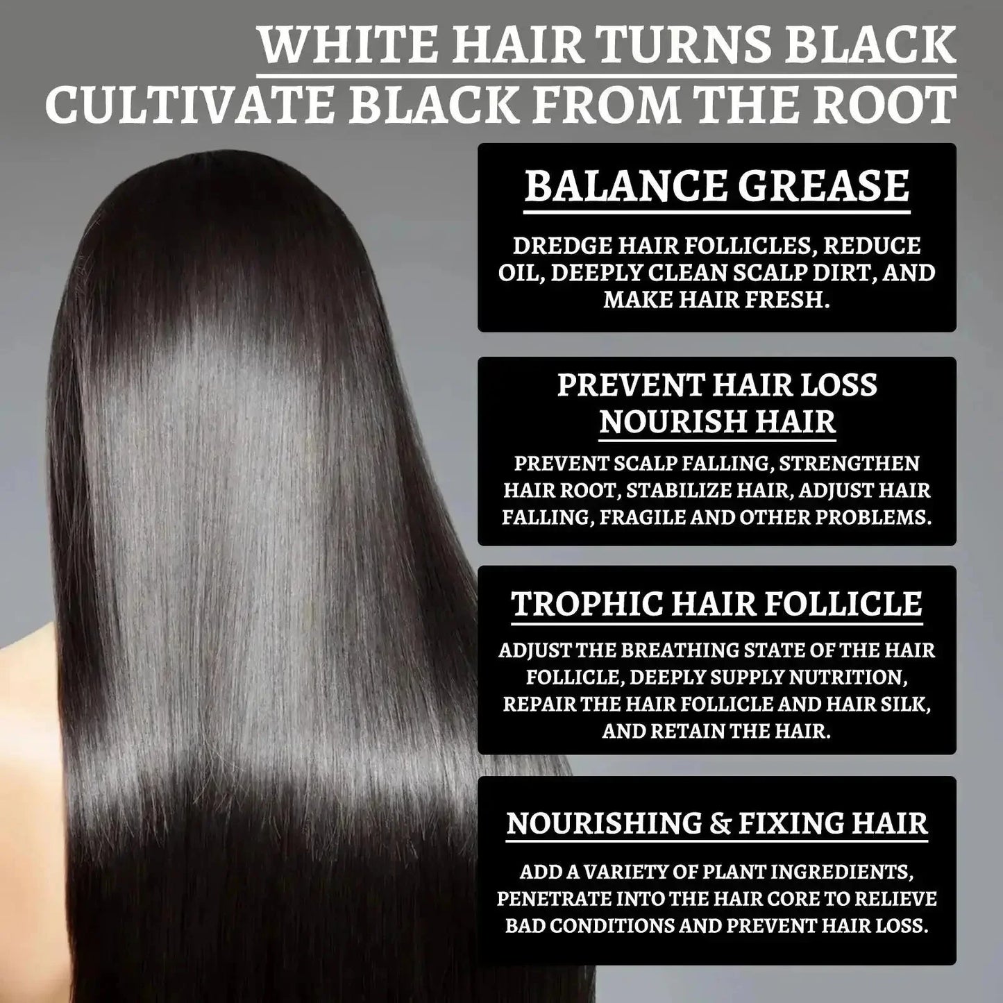 Natural Anti Gray Hair Serum | Nourishing Hair Care Remedy - Repair White & Darkening Hair