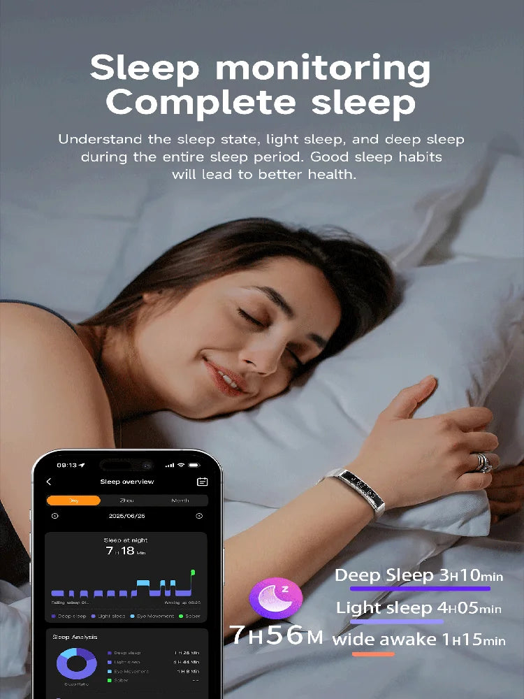 Smart Bracelet Health Sleep Pressure Monitoring Light Touch Women Men Sports Fitness Waterproof Heart Rate Tracker Wristwatch