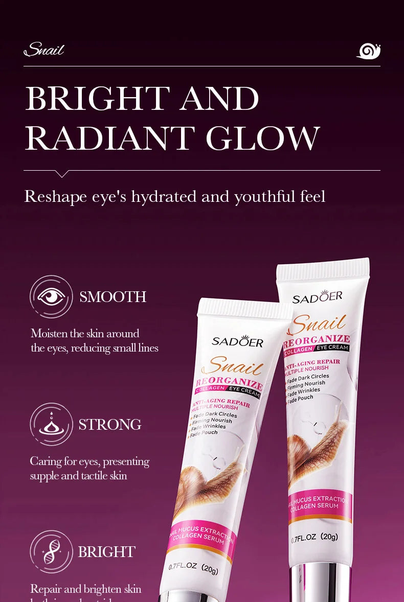 SAODER Snail Collagen Eye Cream Anti Dark Circles Remove Eyes Bags Moisturizing Firming Beauty Eyes Skin Care Products