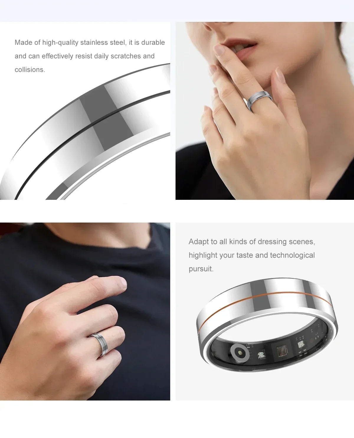 2025 Smart Ring Waterproof 5ATM Heart Rate Blood Oxygen Health Monitoring Sleep Monitor Remote Tracking Man Women Smartring