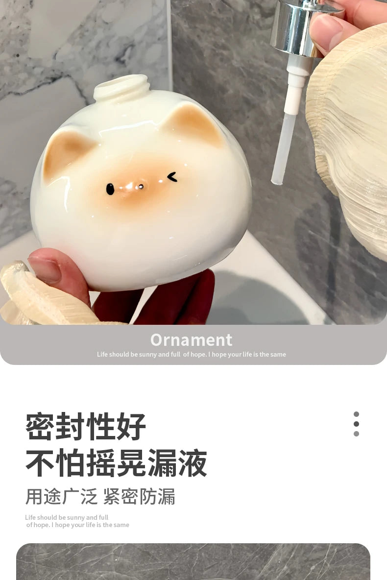 Ceramic Siamese Cat Hand Sanitizer Press Bottle Toilet Shampoo Shower Gel Packaging Bottle Dispenser for Liquid Soap