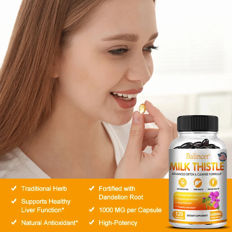 Balincer Liver Detox Cleanse - with Milk Thistle - Improves Liver Function, Supports Fat Metabolism, Antioxidant - 120 Capsules