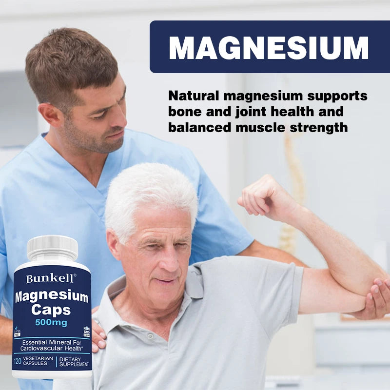 Magnesium Complex Capsules 500 Mg, Helps Strengthen Muscles, Bones, Nerves and Energy, Promotes Healthy Sleep