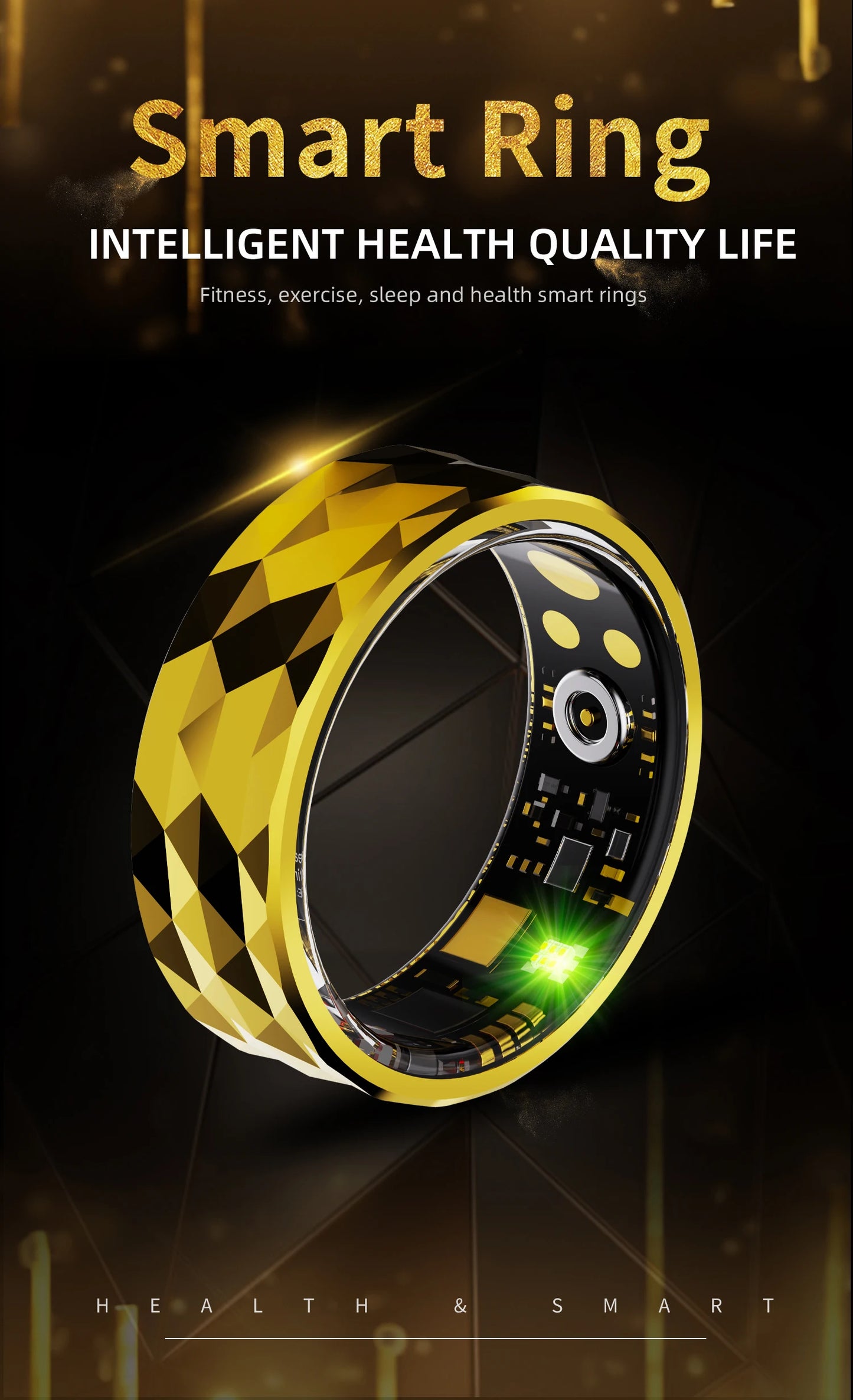Smart Ring R12M Health Sleep Heart Rate Monitoring IP68 5ATM Waterproof Step Distance Calorie Counting Multi Sport Modes For Man