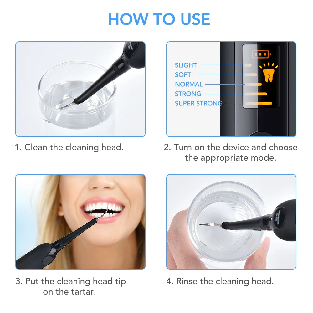Portable Electric Sonic Dental Scaler Tooth Cleaner Calculus Stains Tartar Remover Dentist Teeth Whitening Oral Care Kit Tools