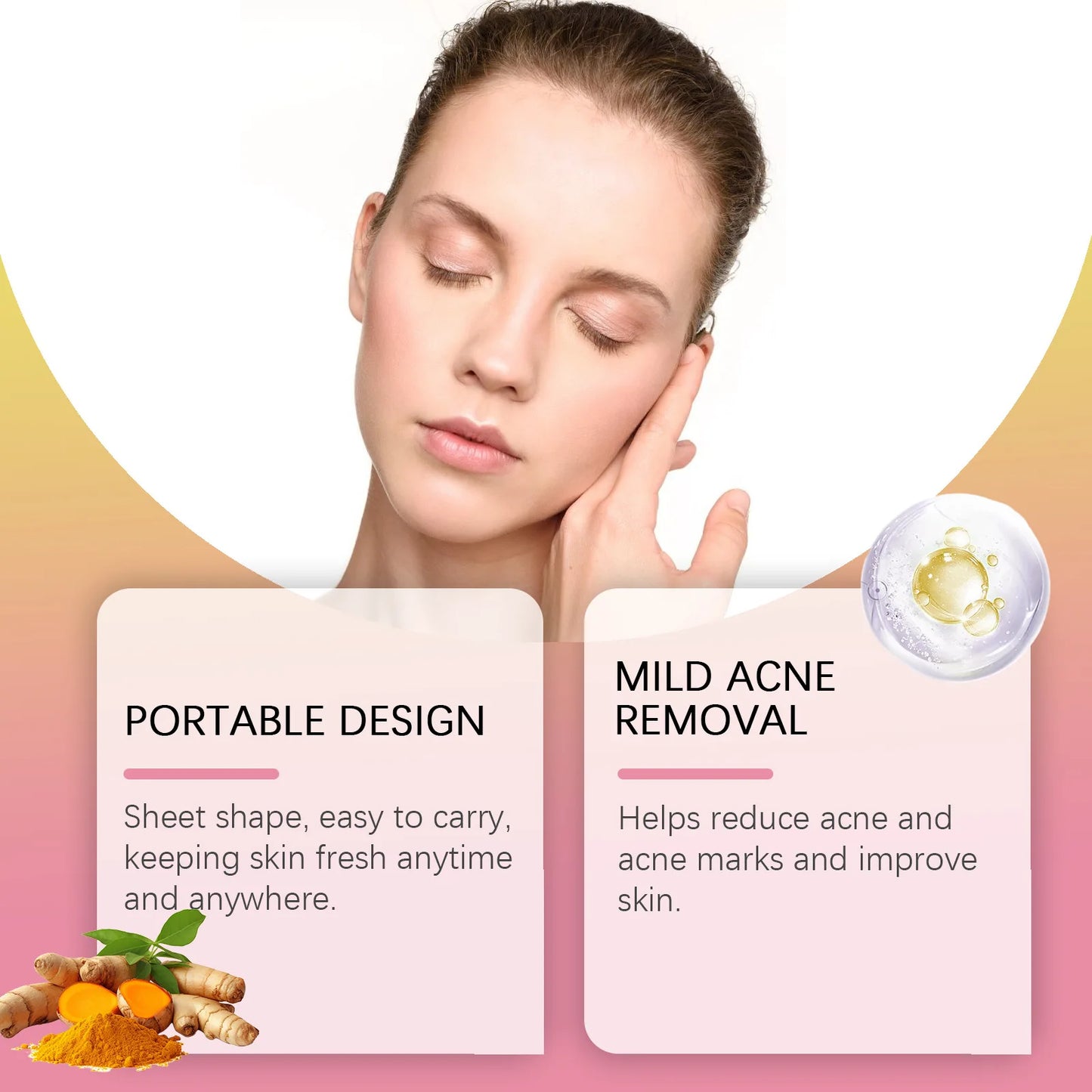 Turmeric Skin Care Set Hyaluronic Acid Serum Oil Control Acn-e Removal Brighten Moisturize Exfoliating Kojic Acid Cleansing Pad