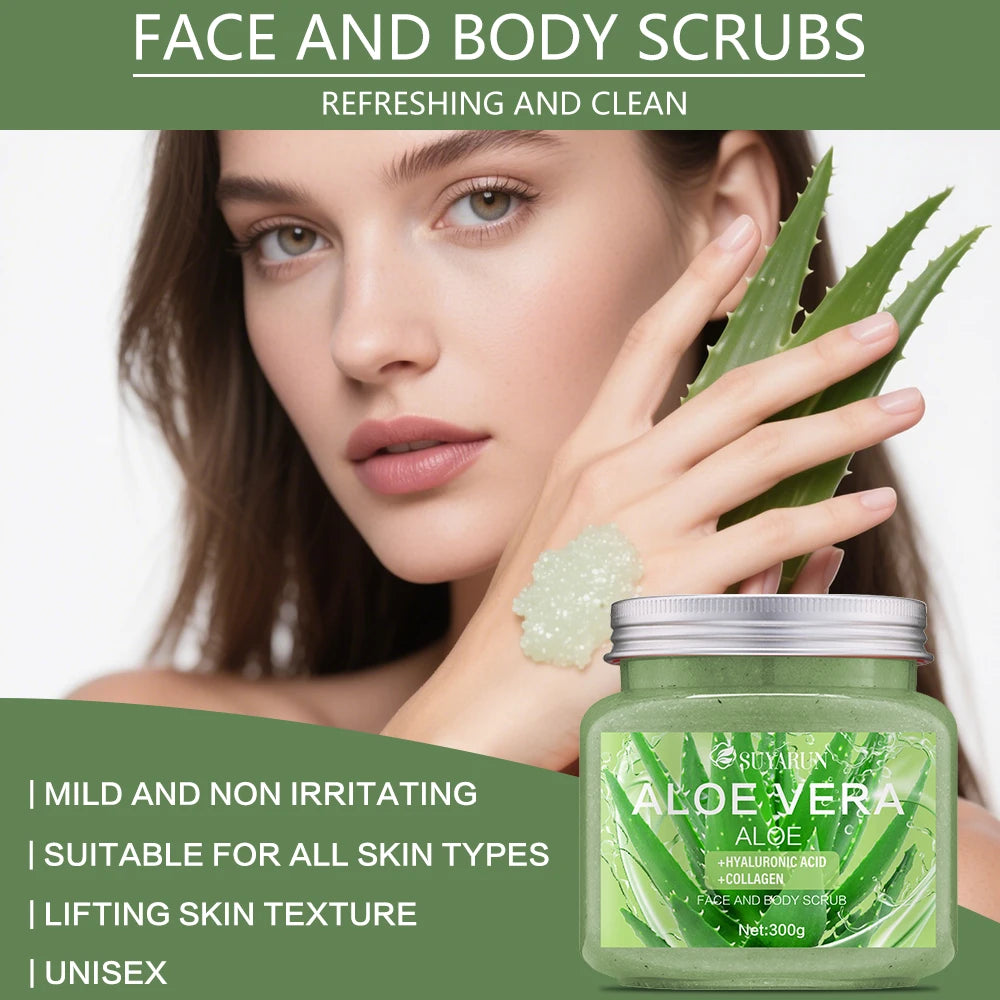 SUYARUN Natural Exfoliating Body Scrub - Raspberry/Aloe/Coconut, Moisturizing Dead Skin Removal, 3 Flavor for Smooth Skin.