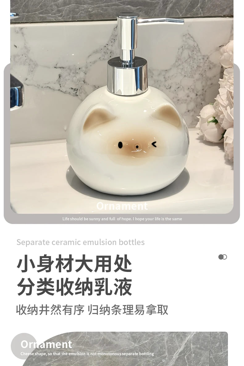 Ceramic Siamese Cat Hand Sanitizer Press Bottle Toilet Shampoo Shower Gel Packaging Bottle Dispenser for Liquid Soap