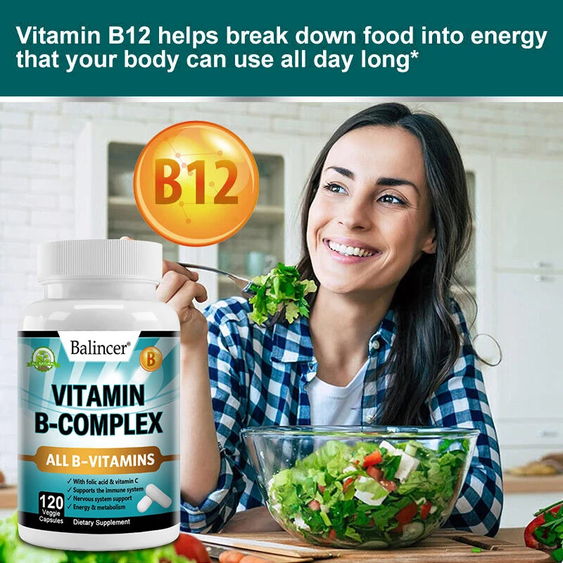 Balincer Vitamin B Complex Supplement - Heart Health, Nervous System Support, Energy Metabolism, Support Immune System
