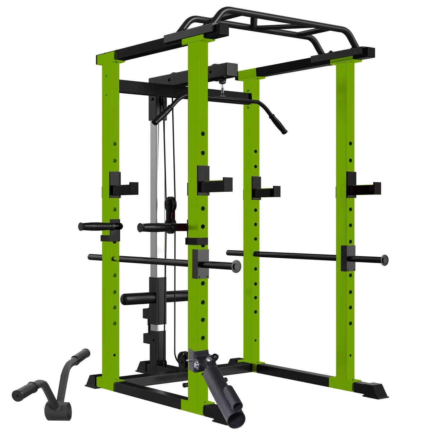 160lb Green Home Gym Set Multi-functional Power Cage, Home Adjustable Pullup Squat Rack 1000Lbs Capacity Comprehensive Fitness B
