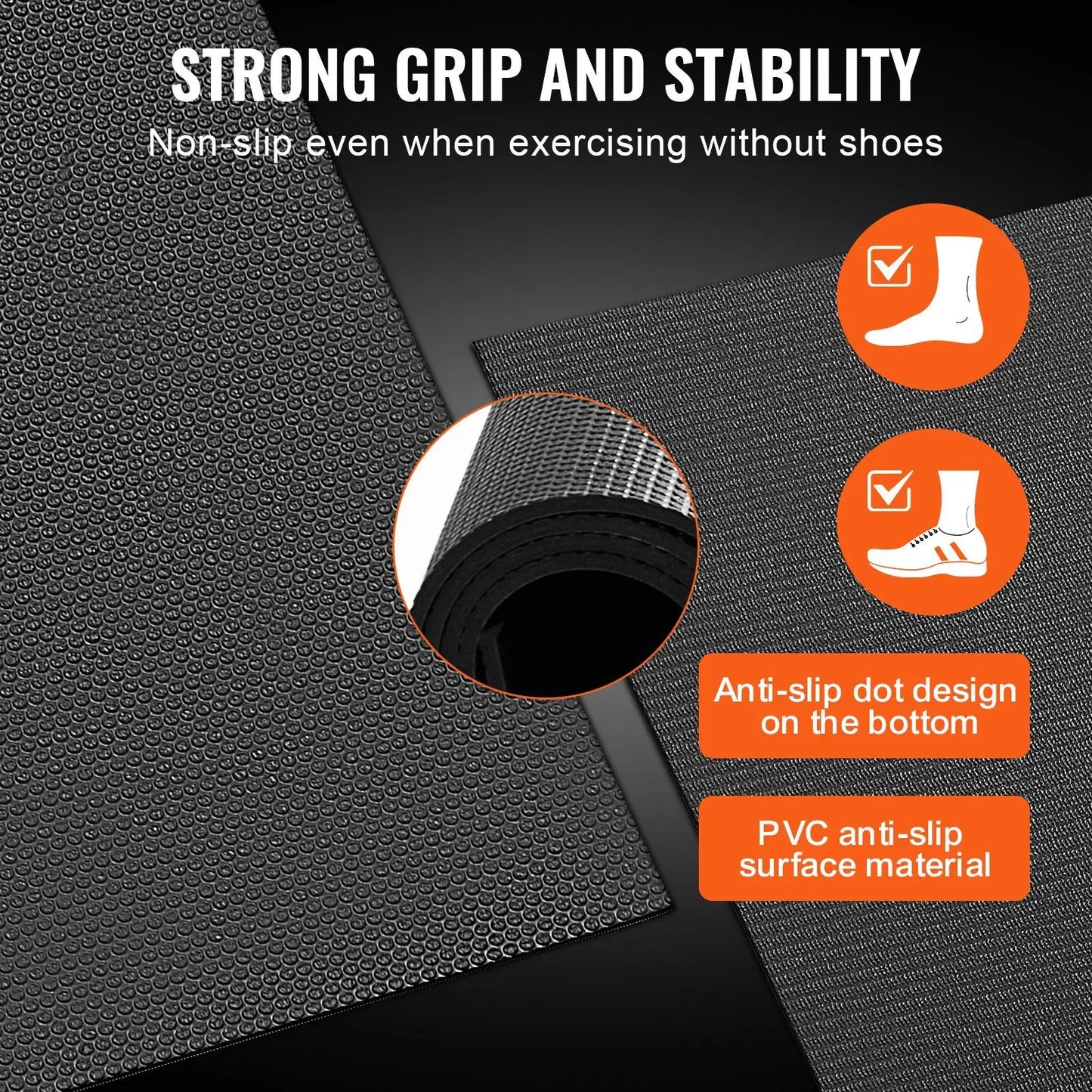 Exercise Mat, Non Slip High Density Premium Yoga Mat, Exercise Yoga Mat for Men Women, Fitness & Exercise Mat with Bag & Carry S
